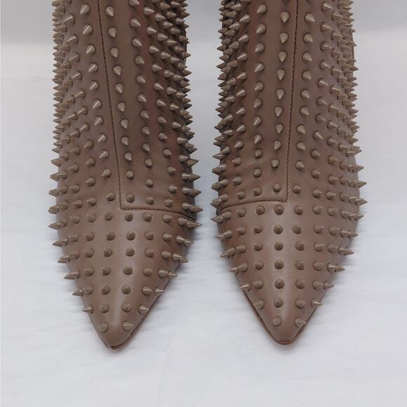 Steve Madden Vapor Studded Stiletto Ankle Boots Women’s 6 Tan Pointed Toe Glam - Picture 7 of 11